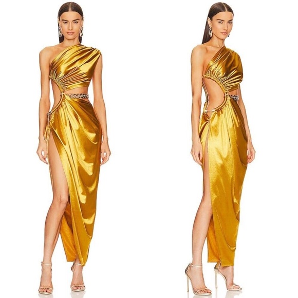 Revolve Bronx and Banco Jamilia Gown in Gold